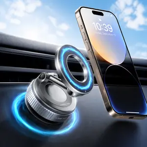 Vacuum Magnetic Car Phone Mount for iPhone 12-17 Pro Max – 1s Lock, 360° Rotation, No Falling on Bumps