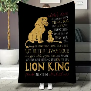 The Lion King pattern and English text design are perfect for sofa, living room decoration, sofa cover blanket, fleece blanket, nap blanket, and plush texture.