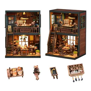 Handmade Miniature Bookend House, Creative Wooden 3D Book Stand for Desk Decor, Ideal Gift for Book Lovers & Writers, Home Decoration