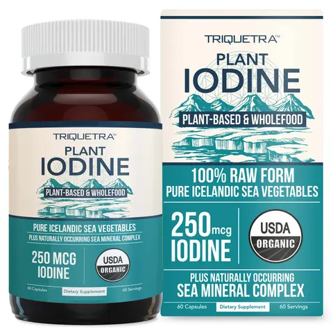 Organic Iodine Plus | Whole Food Sea Vegetable Complex with Icelandic Sea Kelp, Irish Moss & Bladderwrack – 250 mcg Healthcare Dietary