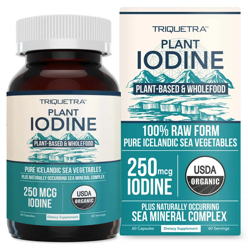 Organic Iodine Plus | Whole Food Sea Vegetable Complex with Icelandic Sea Kelp, Irish Moss & Bladderwrack – 250 mcg Healthcare Dietary