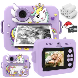Adorable Pink youngsters' Digital Camera，with 32GB SD Card -Instant Print，Selfie &Video Capabilities，USB Rechargeable，High-Quality ABS Body -ldeal Birthday or Christmas Gift for Boys & Girs Ages 3-12Best for Christmas Birthday and New Year Gifts