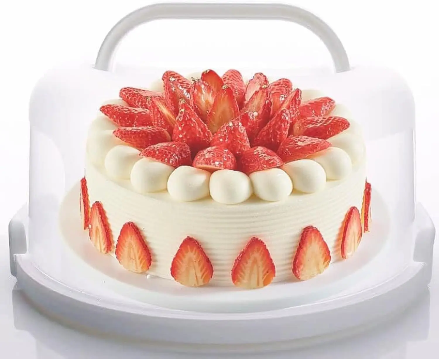 Large 10 Inch Cake Carrier Keeper Stand with Handles and Lids Container for Transport Cake Holder Tray with Cover Round Cupcake Storage Kitchen Cooking Box