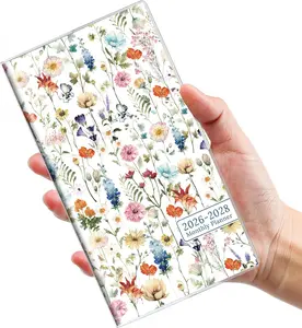 Pocket Calendar 2026-2028 for Purse, 2 Year Monthly Planner Pocket Size with Clear Protective Cover, Jul 2026-Jun 2028 Small Monthly Planner, 6.5" x 3.5" - Wildflowers