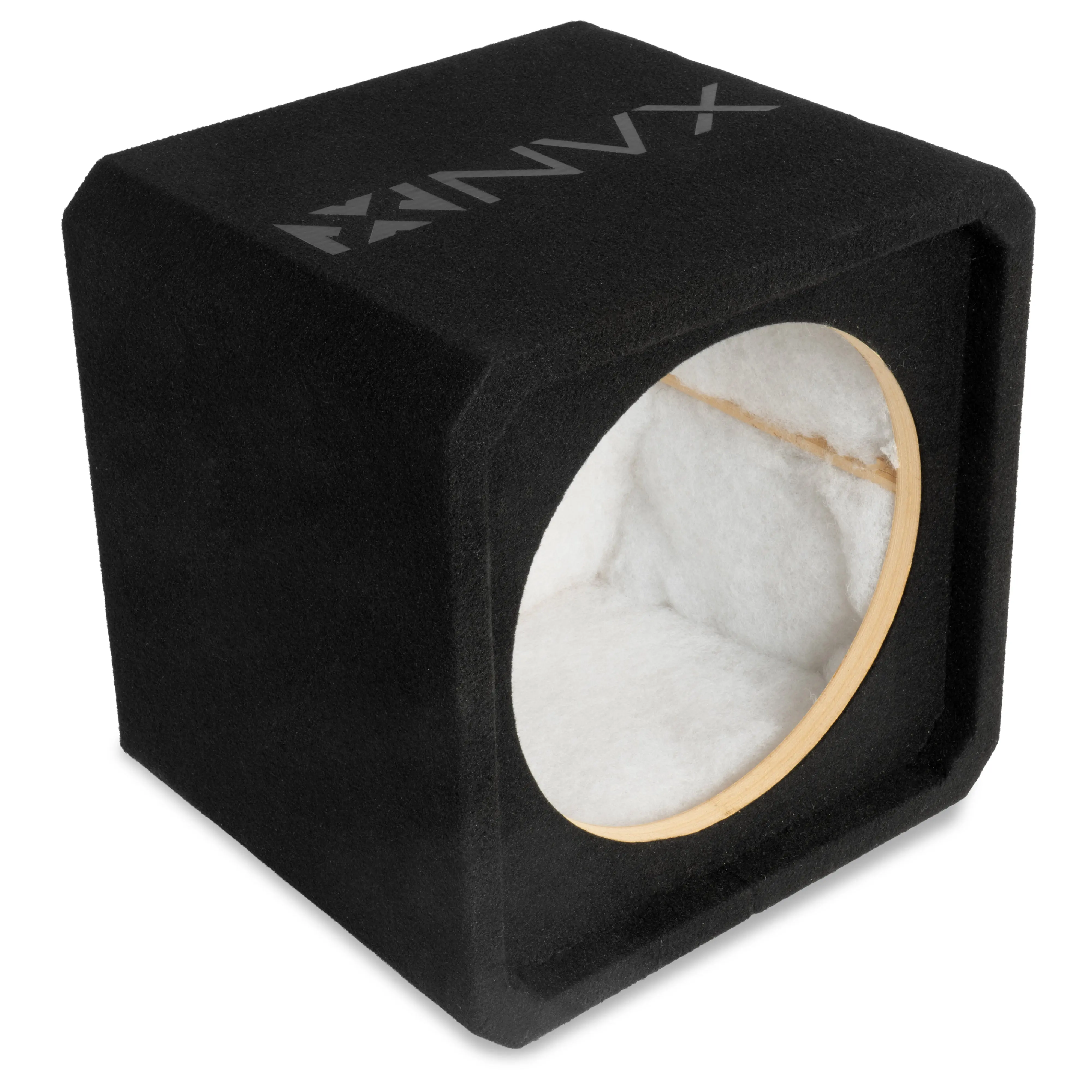 NE121S Single 12" Sealed 3/4" MDF Black Carpeted Subwoofer Enclosure – 1.0 Cu. Ft. with Polyfil and NVX Logo