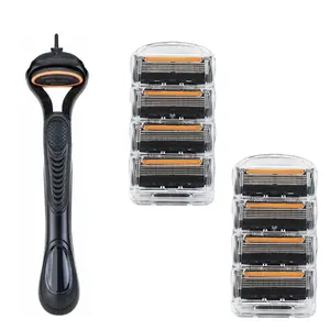 Classic Men's Five-Layer Manual Shaver, 1 Handle + 8–32 5-Layer Stainless Steel Razor Blades for Daily Shaving & Hair Removal