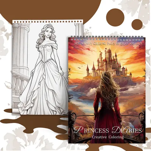 Princess Theme Coloring Painting, Princess' Fairy Tale World, Beautiful Patterns, Fun and Simple, Perfect Gift for New Year, and Other Holiday Parties, Arts Crafts Supplies