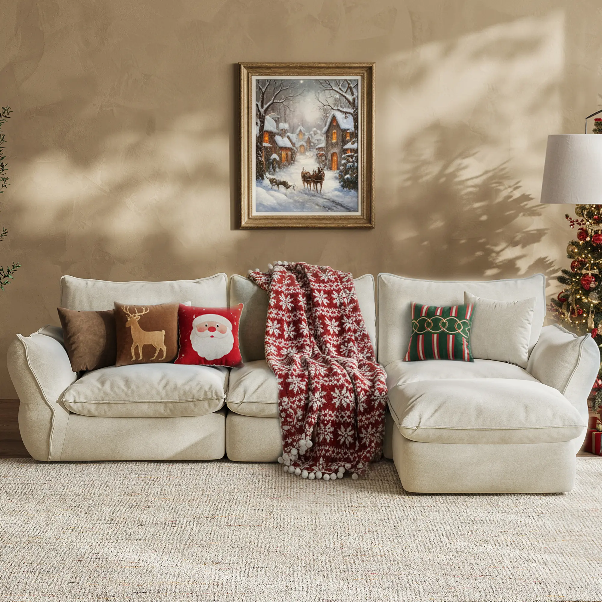 81-106'' Down Blend Loveseat, Deep Seat Cloud Sofa with Feather-Filled Cushions, Ultra Soft Sink-in Comfort Couch for Living Room, Modern Oversized Sofa,Christmas Gifts for the Whole Family: Husband & Wife, Mom & Dad