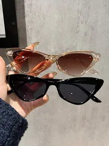 2 Pairs of Cat Eye Vintage Elegant Women's Trendy Styling Sunglasses, Perfect for Driving, Shopping, and Afternoon Tea Gatherings