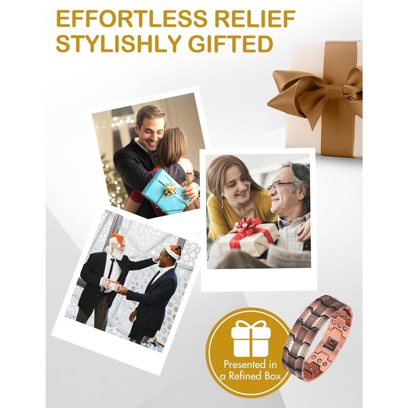 Feraco Copper Bracelet for Men, 3X Ultra Strength Magnetic Bracelets, 99.99% Pure Copper with 3500 Gauss Neodymium Magnets, Adjustable