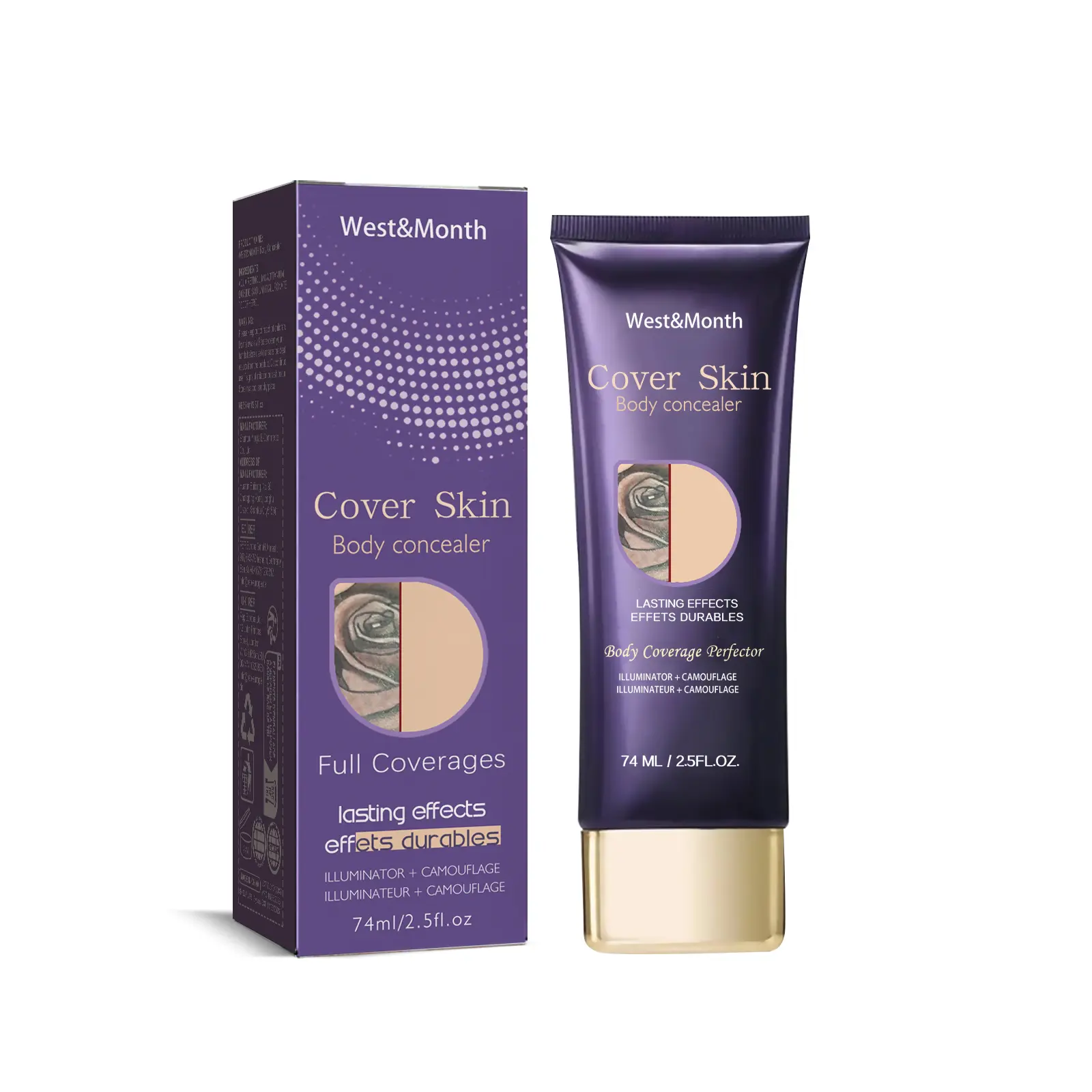 West&Month Waterproof Body Concealer, Full Coverage Foundation Makeup for Tattoos, Scars, Birthmarks, and Even Skin Tone