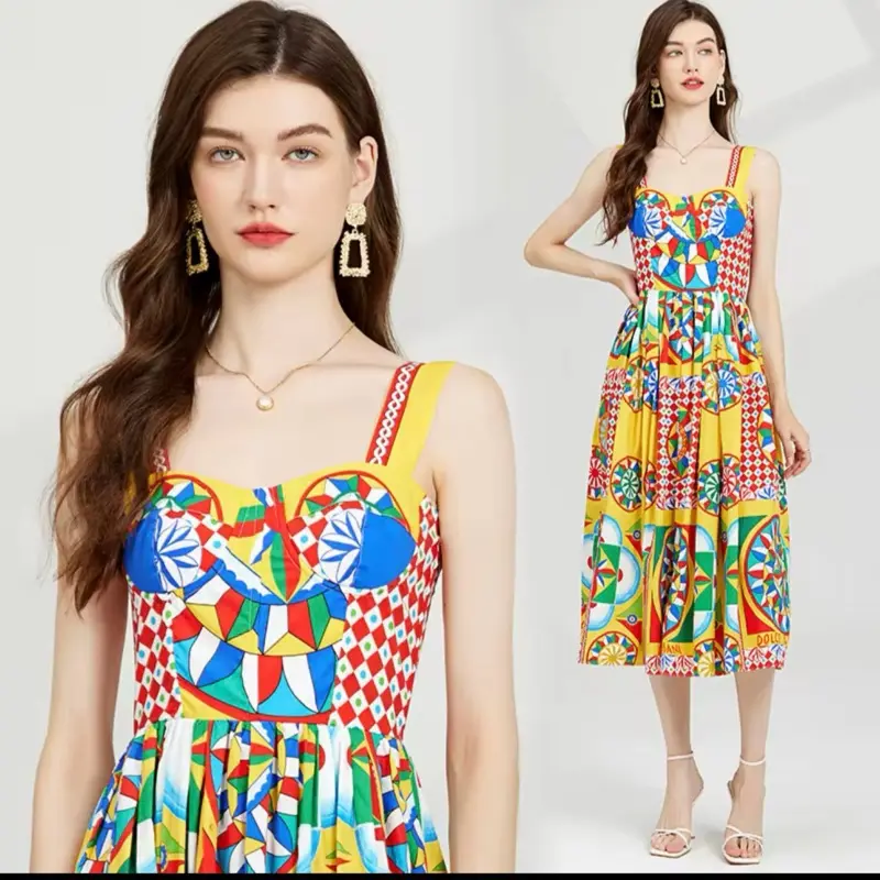 Vacation Bay Colorful Summer Women’s Outfit ,Flare fit (Size Up, Run Small)
