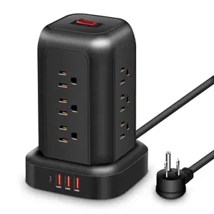 Electrical Gadgets - Multi-Outlet Surge Protector with 4 USB Ports and 6 AC Outlets for Home and Office Use