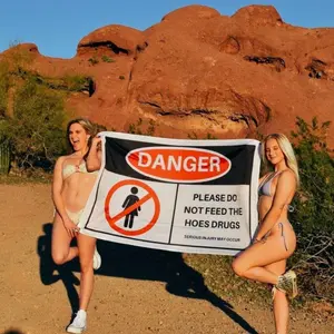 Don't Feed The Hoes Flag Warning Sign Wall Hanging Tapestry Banner Essential Tapestry Aesthetics Tapestry For College Dorm Room Bedroom Wall Hanging Decorative Man Cave Mean Girls Décor Decoration Items Home Goods