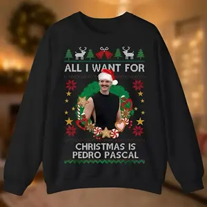 All I Want for Christmas Pedro Pascal Sweatshirt – Retro Bootleg Holiday Hoodie – Celebrity Crush Christmas T-Shirt