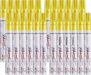 Yellow  Pens Permanent Markers 24 count, Oil Based  Markers Set, Quick Drying, , Medium Tip Marker Pens for Metal, Rock, , Plastic, Canvas, Glass, Stone, Rubber, Paper