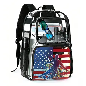 Large capacity clear PVC transparent backpack, breathable straps, holds 15.6in laptop for camping & music festivals