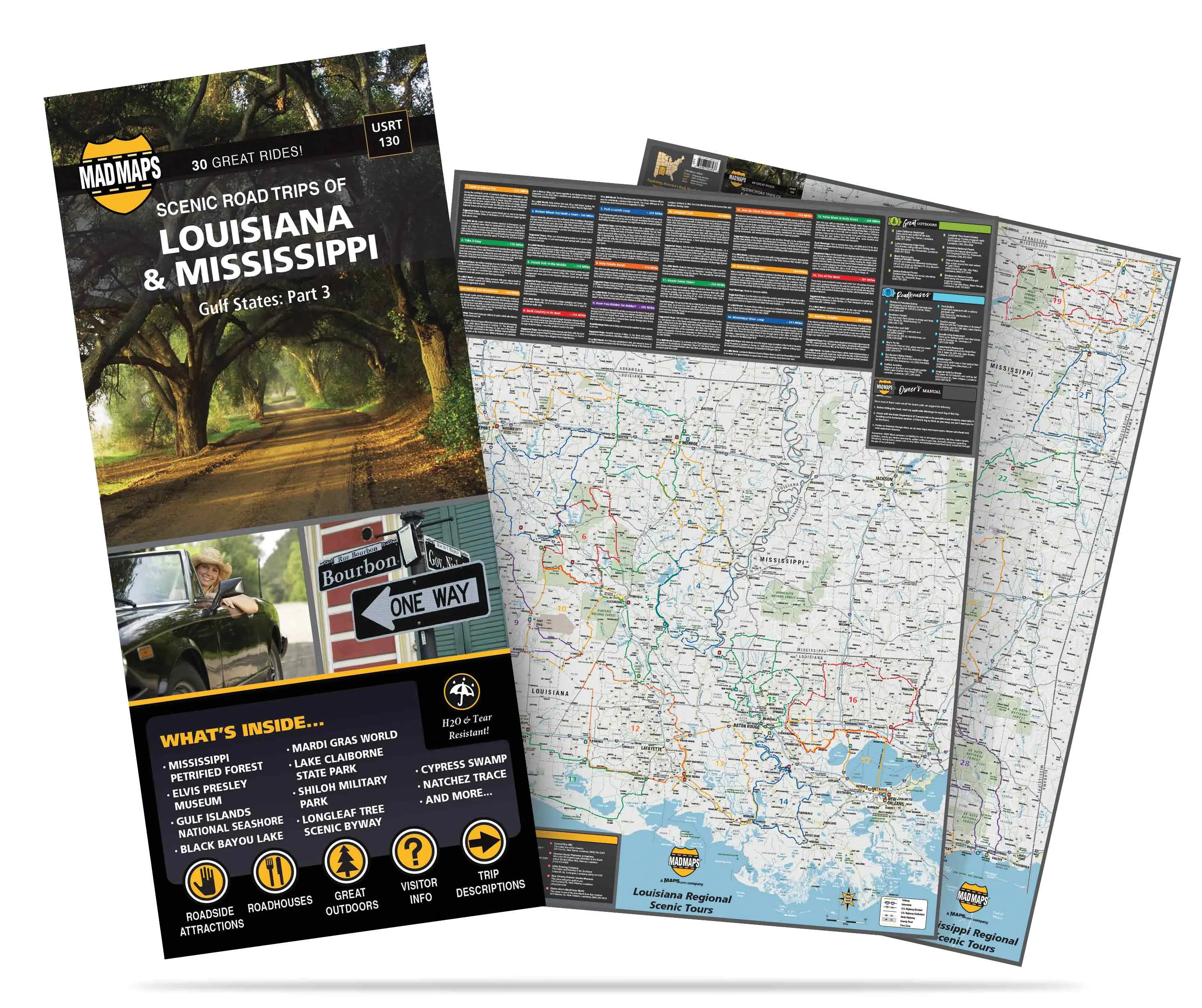 Louisiana and Mississippi: 30 Scenic Road Trips on One Map