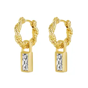 925 Sterling Silver Post Chunky Gold Hoops Gold Plated Hypoallergenic Dangle Earrings Jewelry for Women