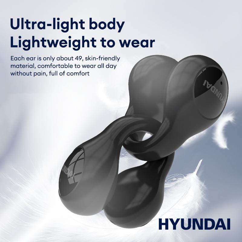 HYUNDAI LP25 Clip On Ear Wireless Headphones, Audio Wireless Earbuds Built-in Microphone for Music & Phone Call,Bluetooth Flash 5.4 Rejects Delays, Waterproof & Dustproof Comfortable for Sports & Workouts