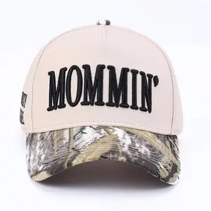 Vintage Trucker Hat with Mommin Embroidery Anime-Themed Adjustable Snapback Two-Tone Ponytail Cap for Outdoor Weddings Anime Conventions Unisex Casual Wear