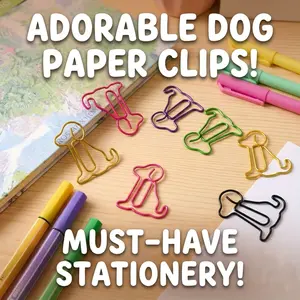 20pcs Random Color Animal Paper Clips, Cute Sitting Dog Design, Iron Material, Perfect for Office Organization, Fun Desk Accessories, Stationery