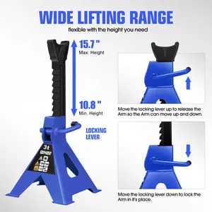 1 Pair Jack Stands, 3 Ton (6600 lbs) Capacity Car Lifting Stand, Adjustable Height Car Jack Stands for Cars, Sedans, Small Vehicles, SUV Car Repair Tools