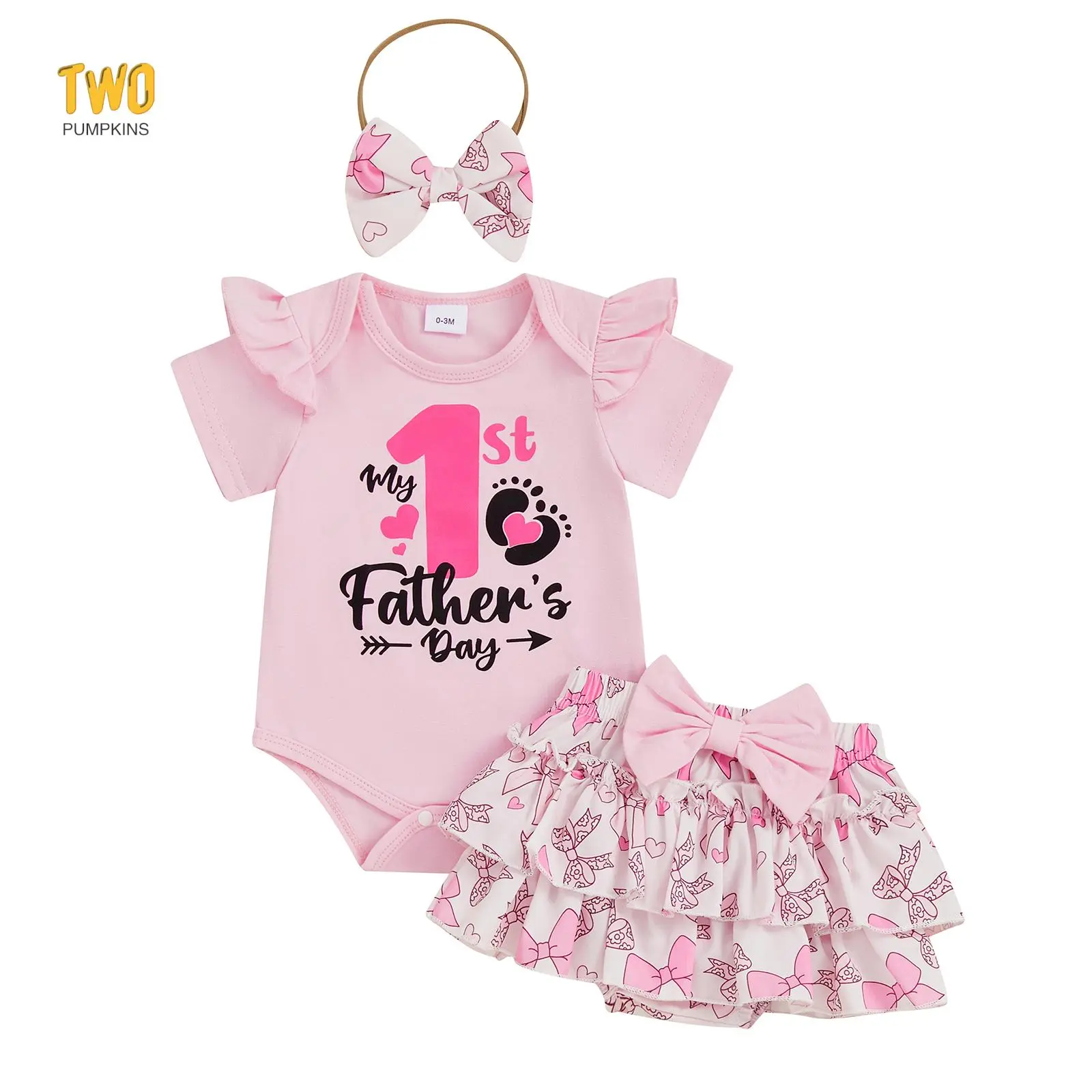 My First Fathers Day Outfit Baby Girl Bubble Romper+Ruffle Tutu Shorts Bloomer Newborn 1st Fathers Day Clothes