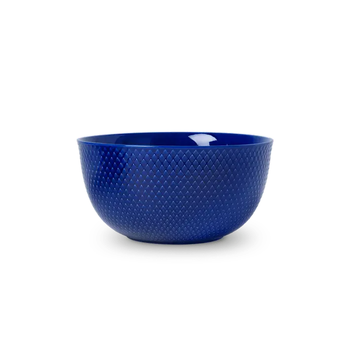 Lyngby Porcelæn Rhombe Color Serving Bowl, Dark Blue, Ø: 8.7"