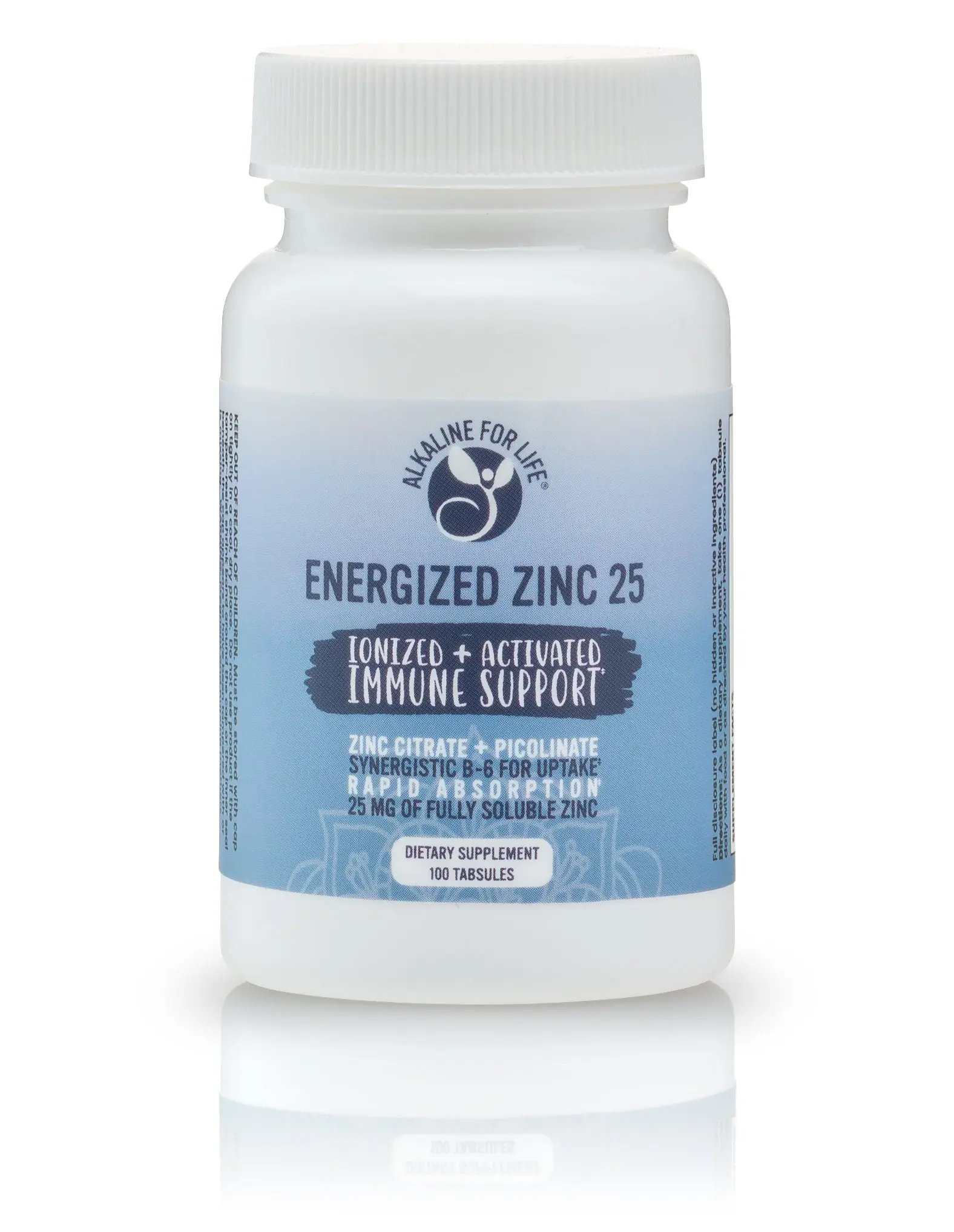 Alkaline for Life Energized Zinc 25mg, Picolinate & Citrate, 100 Ct