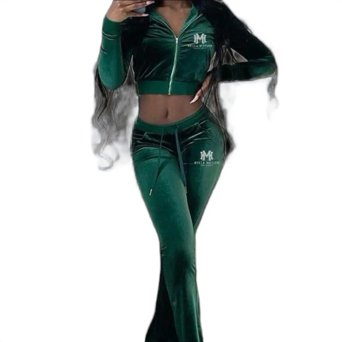 Women Green Hella Motion flared jogger set
