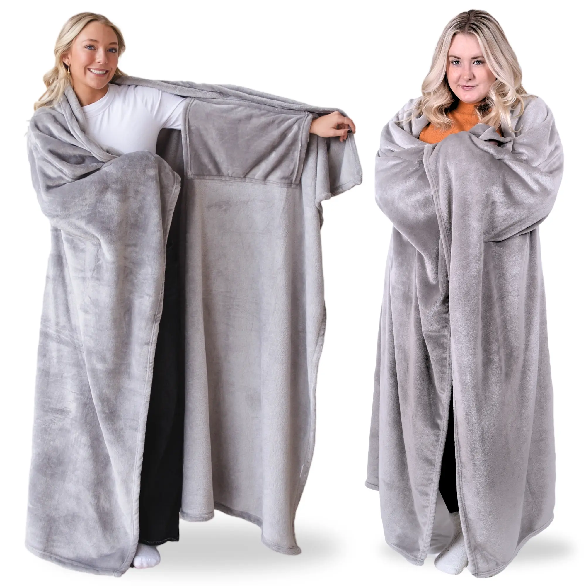 Wearable Blanket【Graduation Gift & Dorm Room Essentials】Super Blanky w/ Pocket Sleeves – Soft Oversized Fleece Cozy Blanket, Throw for Adults & Teens, Hands-Free Lounge Wear, Snuggly for Home, Couch & Travel, Perfect for Blanket Season