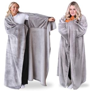 Wearable Blanket【Graduation Gift & Fathers Day Gift】Super Blanky w/ Pocket Sleeves – Soft Oversized Fleece Cozy Blanket, Throw for Adults & Teens, Hands-Free Lounge Wear, Snuggly for Home, Couch & Travel, Perfect for Blanket Season