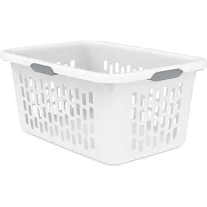 2-Bushel Plastic Laundry Hamper with 4 Ergonomic Handles – BPA-Free, Spacious Design for Household Use, White