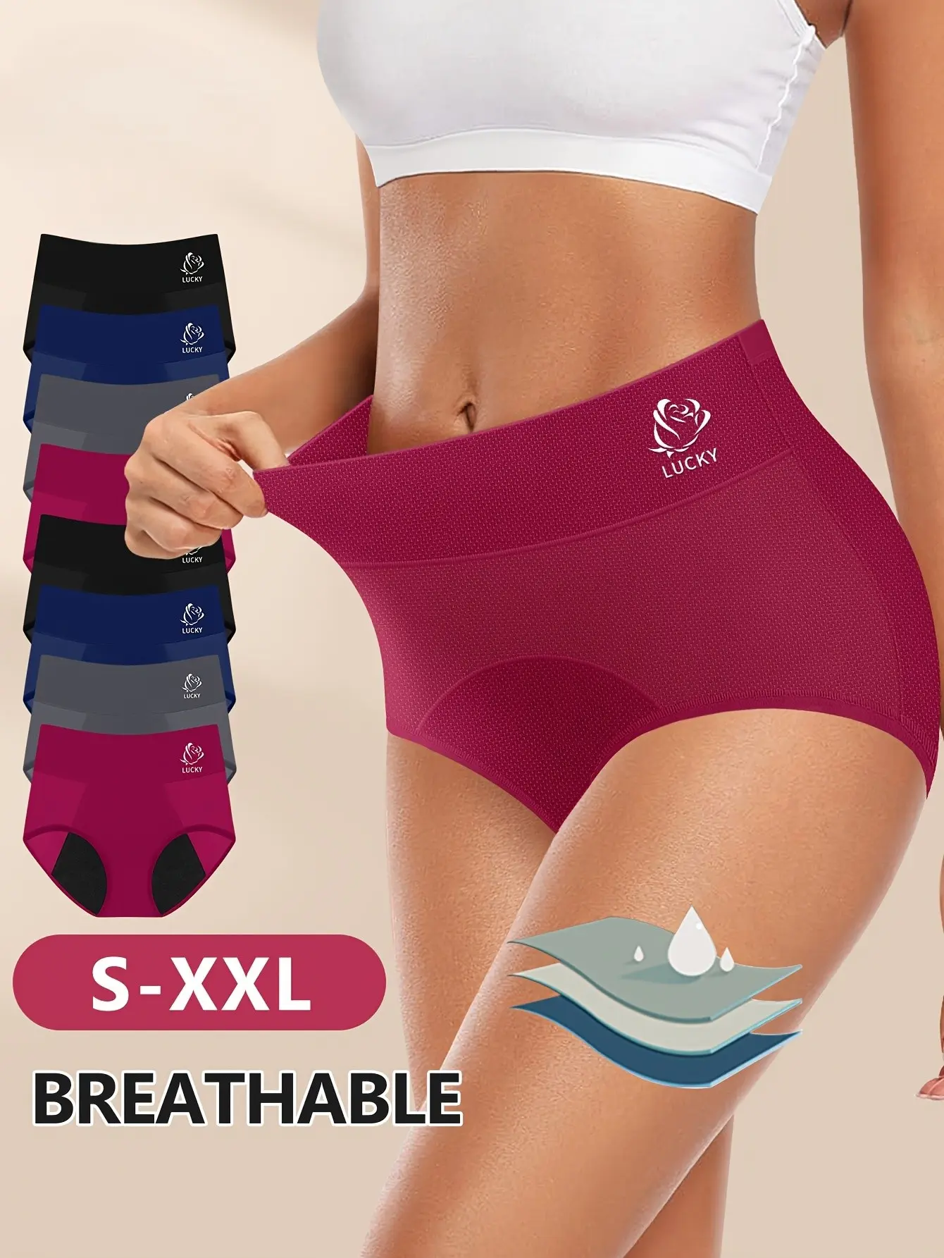 Women's 8-Pack Floral Period Panties, High Waisted Full Coverage Briefs, Stretchy Soft Breathable Reusable Nylon Postpartum Underwear
