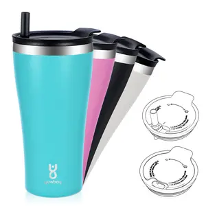 Yawbay Insulated Coffee Travel Coffee Mug With2-n-1 Lid, Spill Proof Tumbler WithStraw, Stainless Steel Double WallVacuum lce Coffee Thermal Cup(Aqua) Fathersdaygift Vacuumflask