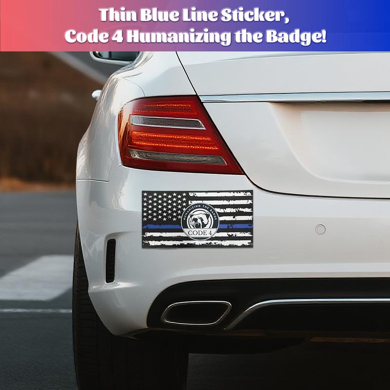 5pcs Decorative Thin Blue Line Sticker Code 4 for Home Ornaments Crafts - Compact 6"x3" Easy Application - Show Support for Local Law Enforcement