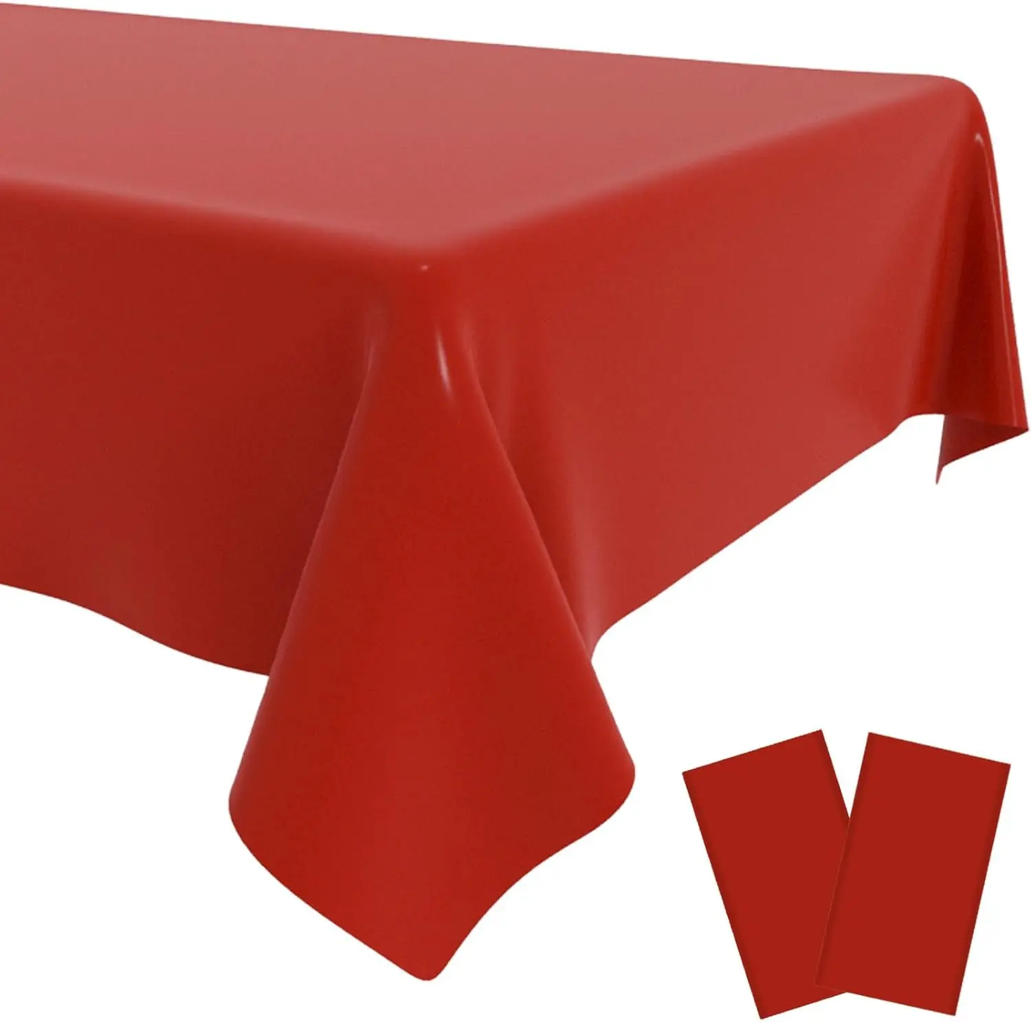 2 Pack Red Tablecloth,Red Plastic Table Cloth Disposable for Christmas，Bride Wedding, Birthday, Picnic Party, 54 X 108 Inches Rectangular Table Cloths