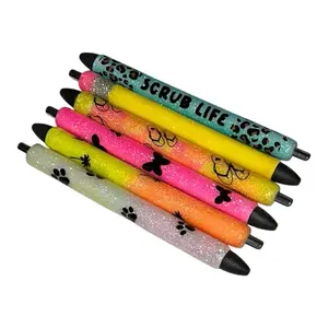 Customized Glitter Pens - Assorted Colors with Unique Designs and Glitter Finish