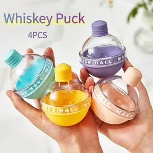 4PCS Bulb Shaped Ice Ball Maker - Creative Round Ice Mold for Whiskey, Cocktails & Drinks. Cute Silicone & Plastic Sphere Mold for Home Bar, Parties & Summer Refreshments. Easy to Fill & Release, Perfect Gift for Drink Enthusiasts.