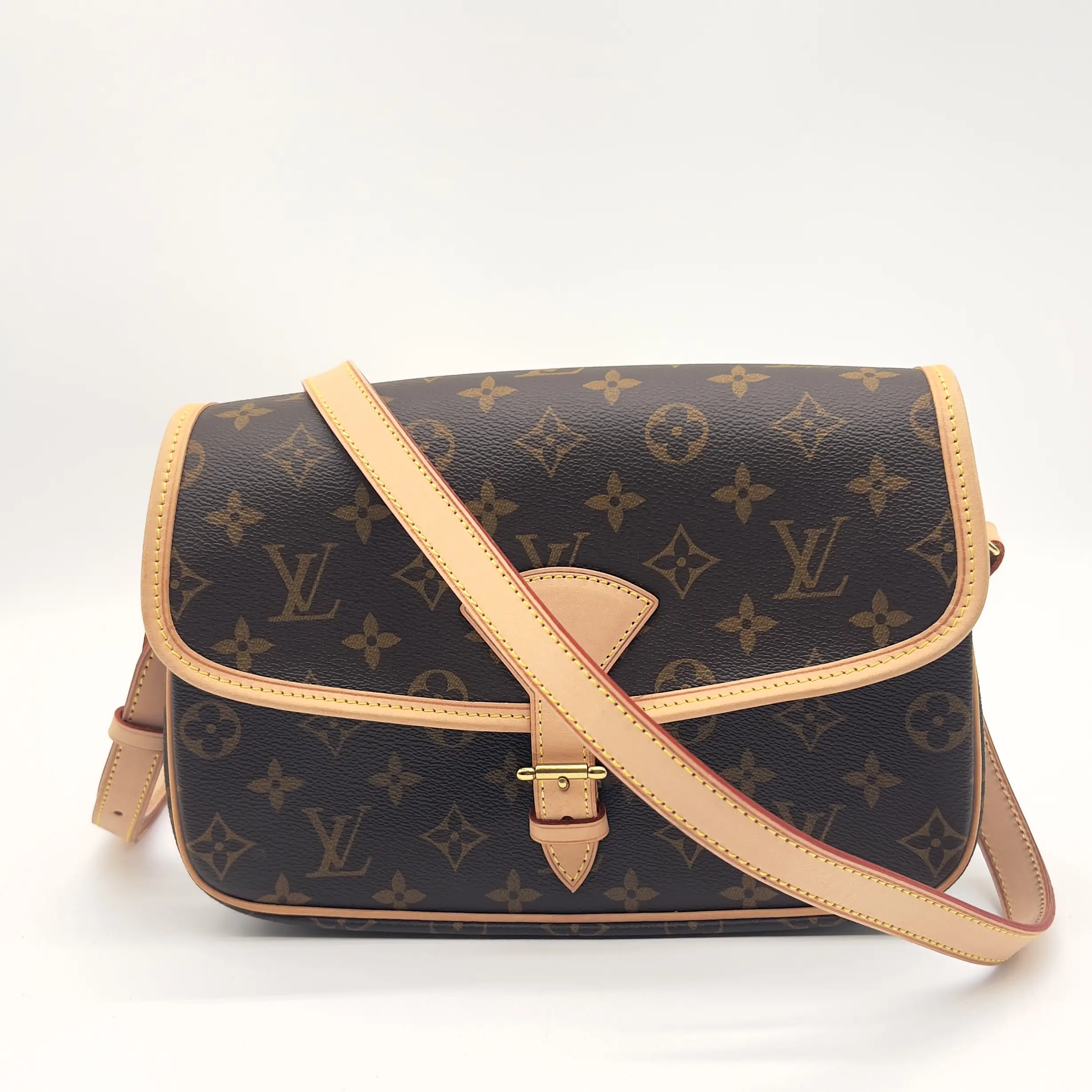 Pre-owned Louis Vuitton Canvas Leather Crossbody Bags Pre Loved Sologne Monogram Crossbody Shoulder Bag in Brown Leather