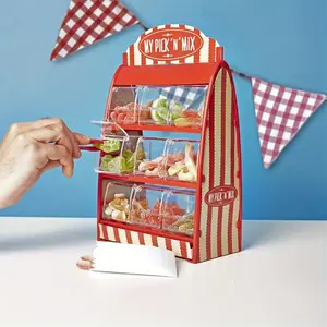 1Sets, Mini Vending Machine, Retro Mini Candy Store, Mini Candy Shop with Tongs, Candy Bar, Sweet Treats Dispenser, Snack Storage Orangizer, Mini Pick N Mix Sweet Stand 9pcs Tubs for Halloween, Christmas, Easter, Valentine'S Day & Parties