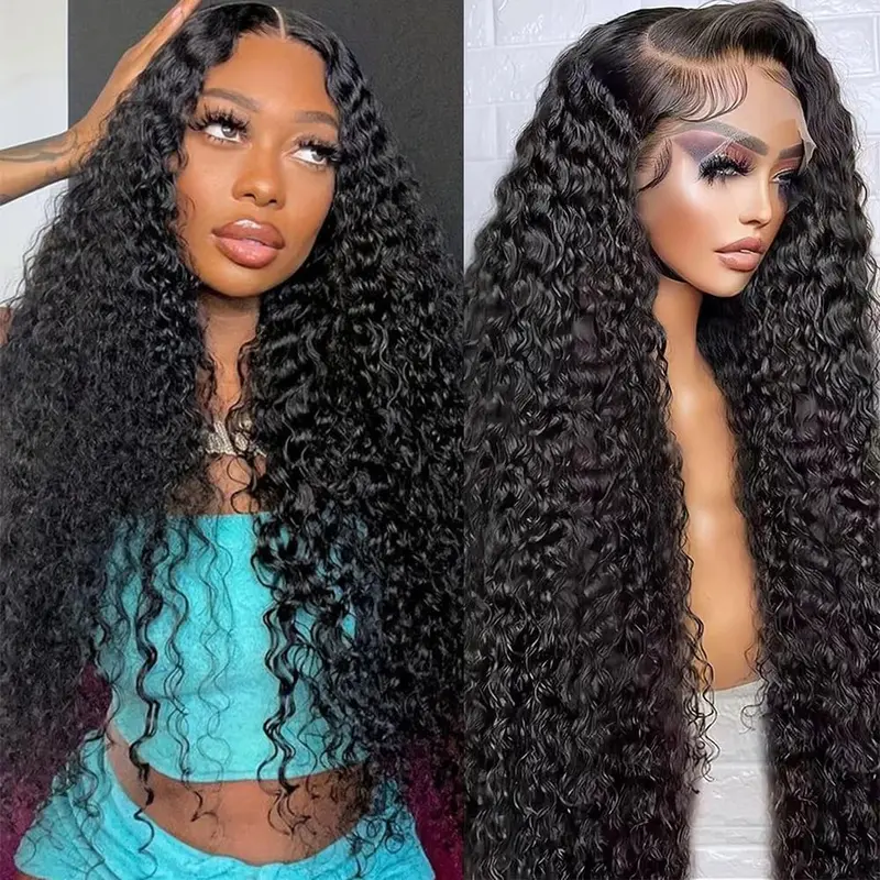 30 Inch Deep Wave Lace Front Wigs Human Hair 13x6 HD Transparent Lace Frontal Wigs Human Hair for Women Deep Curly Lace Front Wig Pre Plucked with Baby Hair
