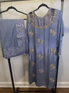 New 3pcs silk muse inspired embroidered dress M42