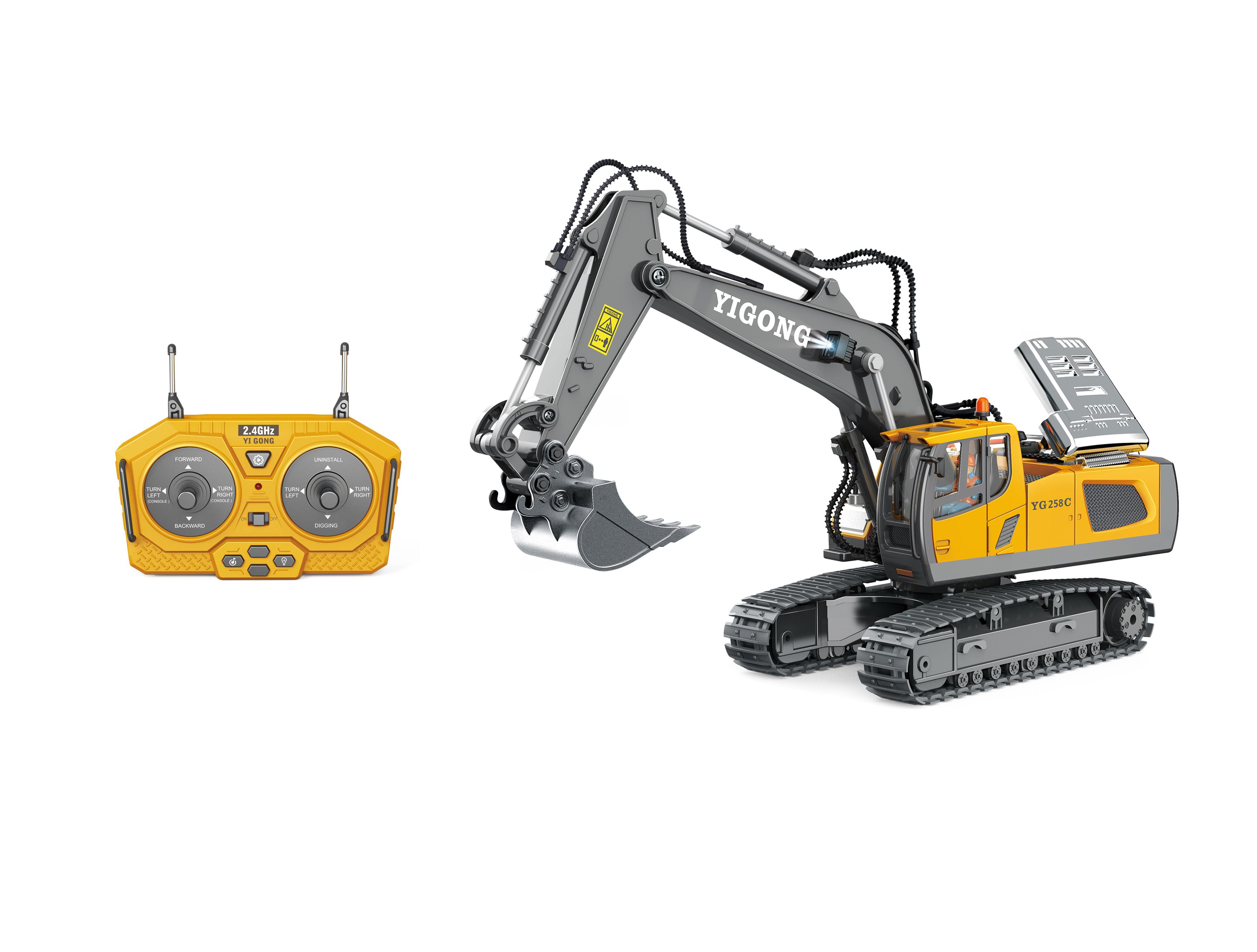 【Perfect gift】Akeleo Remote Control Engineering Vehicle 2.4G High-Tech 11 Channels, Remote Control Excavator, Dump Truck, Aluminium Alloy ABS Engineering Vehicle Electronic Toy,Realistic Lights and Sounds,Gifts