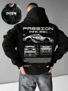 Hoodie Sweatshirt, Racing Theme Design, Trendy Streetwear Style, Perfect for Car Culture Enthusiasts & Daily Wear