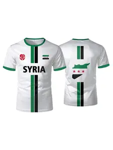 Syrian flag pattern men's T-shirt, 3D printed, free Syrian national emblem T-shirt, street style short-sleeve casual women's T-shirt