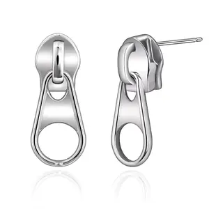 925 Sterling Silver Stud Earrings Y2k Zipper Earrings Goth Style Earrings Punk Earrings Studs Hip Hop Earrings for Cool Gift