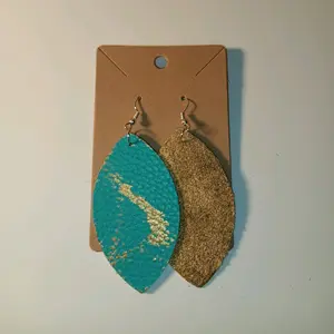 Teal/Gold Earrings
