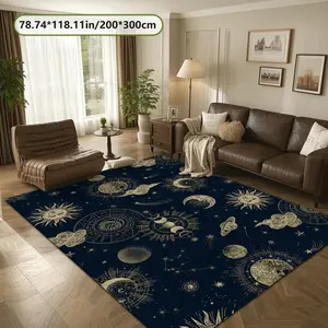 Velvet Soft Comfortable  Mystical Astrological Celestial Rug 2D Printing Rug Fashion Home Decor, Commercial Decor Carpet, Living Room Rug, Sofa Cushion Bedroom Rug, Bedside Blanket Door Entrance Mat, Dining Table Carpet